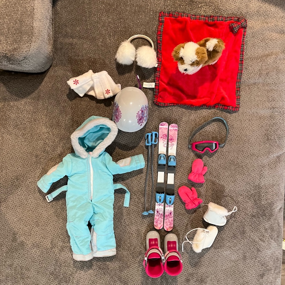 American Girl Doll ski set and accessories